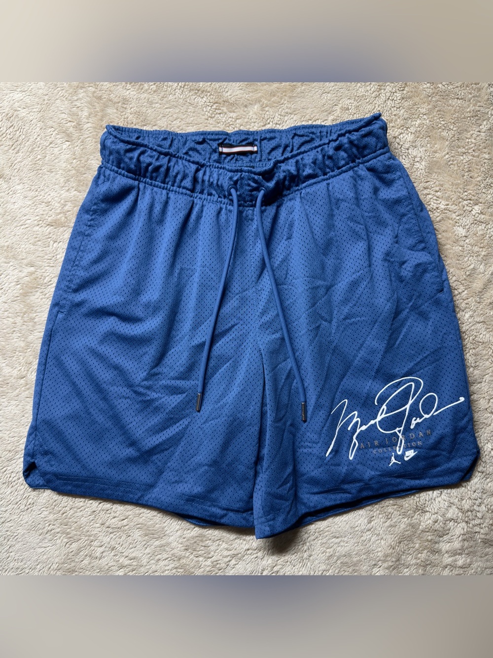 Nike Royal Blue Mesh Athletic Shorts with Signature Script